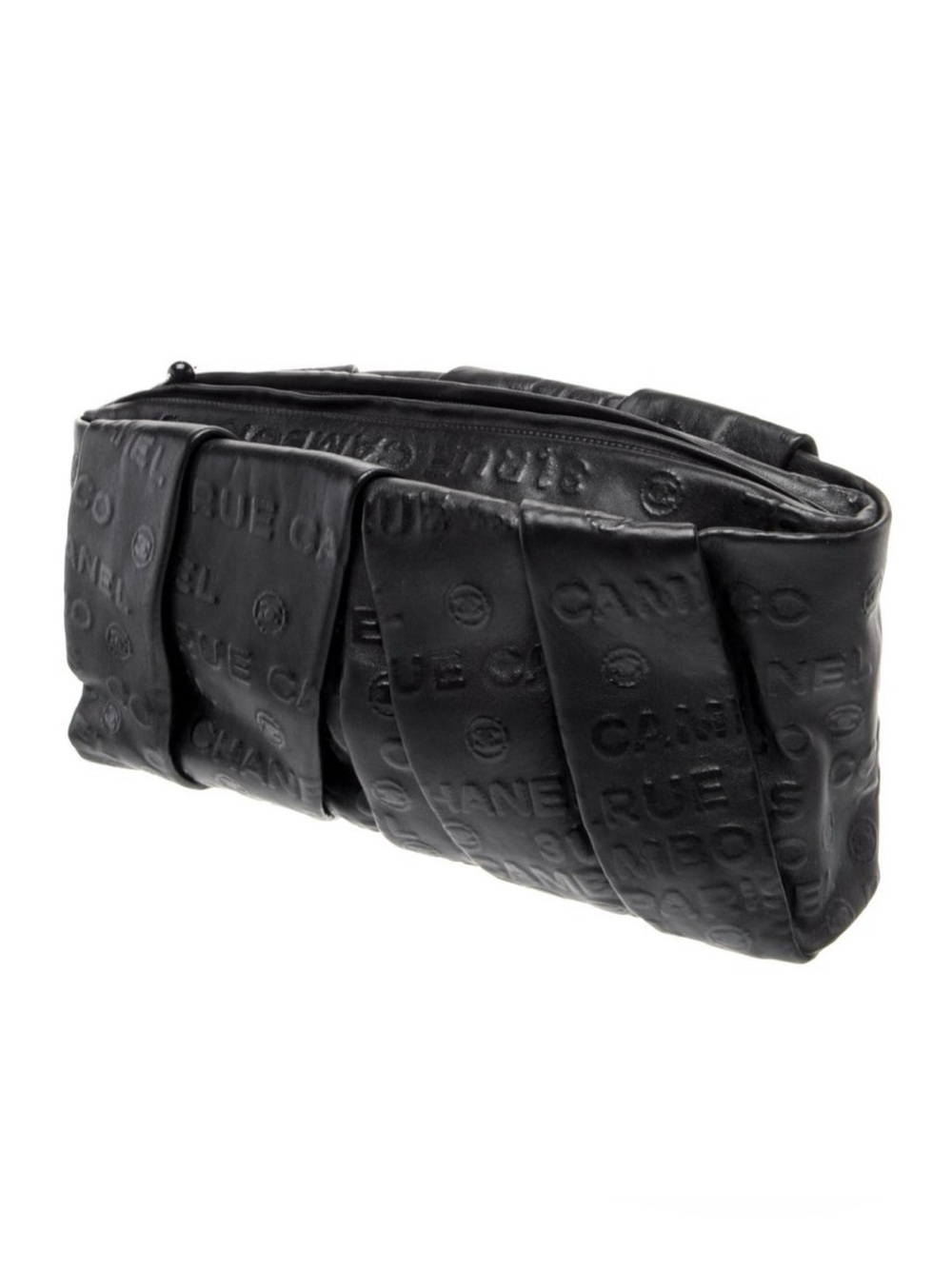 Chanel Black Leather Clutch with Quilted Detail